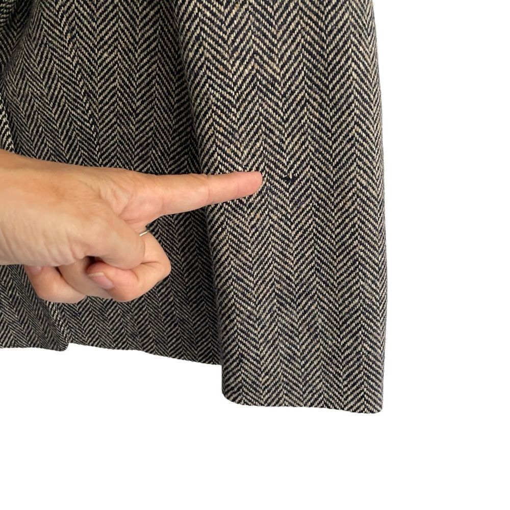 VINTAGE BRIAN TUCKER Ireland Wool Herringbone Blazer Black Grey L - Picture 7 of 9